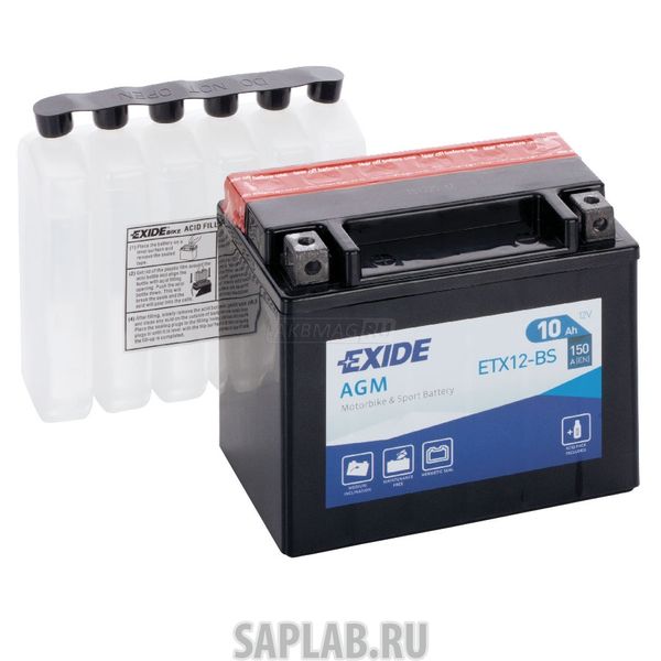 Купить EXIDE ETX12BS Аккумулятор Для Мототехники Exide Agm 12 V 10 Ah 180 A Etn 1 B0 150x90x130mm 3.9kg EXIDE а