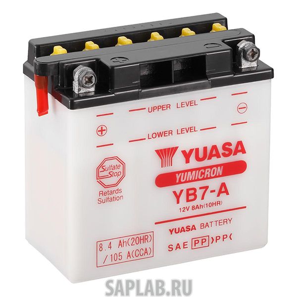 Купить YUASA YB7A Аккумулятор Yuasa YB7-A 12В 8,4Ач 105CCA 135x75x133 мм Прямая (+-)