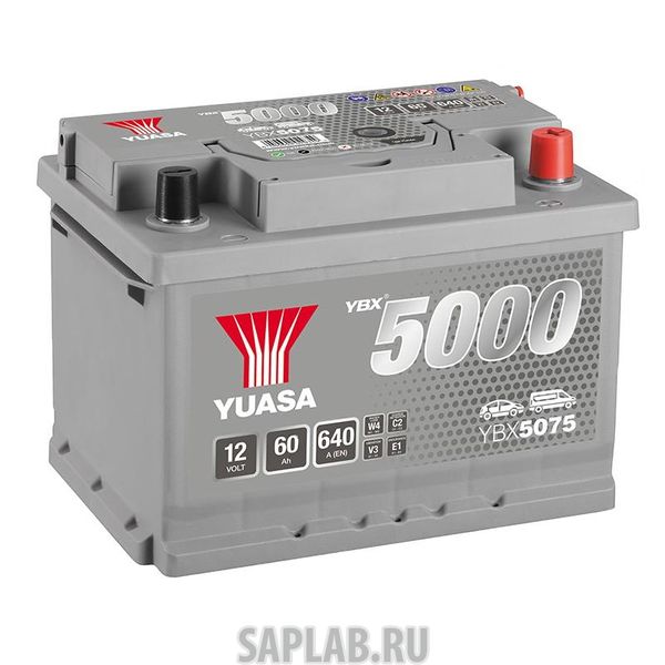 Купить YUASA YBX5075060 Аккумуляторная Батарея Silver High Performance[12v 60ah 640a B13/B14] YUASA
