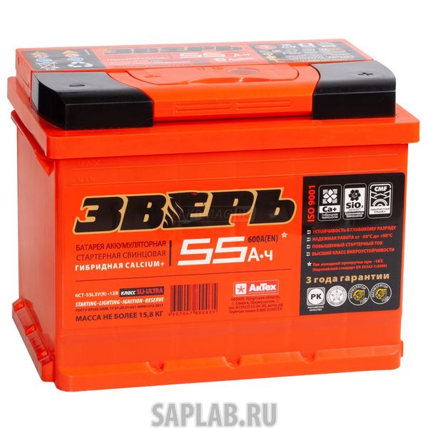 Купить ЗВЕРЬ ЗВ55ЗL Аккумулятор ЗВЕРЬ 55 А/ч прямая L+ EN 600A 242x175x190 6СТ-55 LЗУ 6СТ-55.1