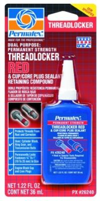 Купить Permatex 26240 Фиксатор для резьбовых и цилиндрических деталей КРАСНЫЙ - неразъемная фиксация 36 мл.